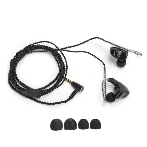 Hybrid Drive Metal HIFI Earphone with Microphone Noise Reduction Heavy Bass Headphone for SportsBlack