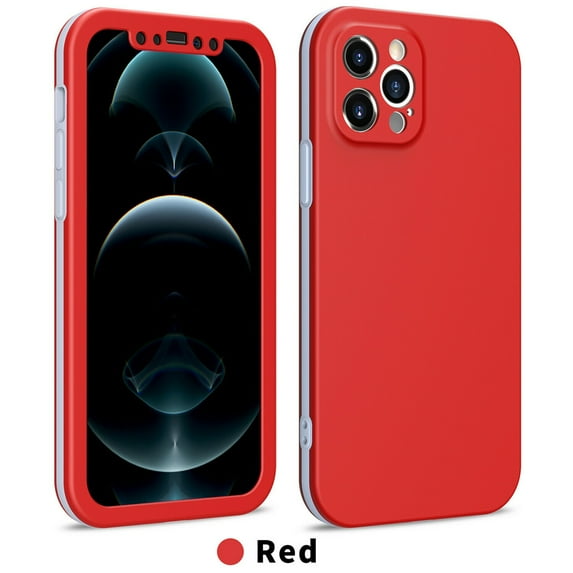 Hybrid Dual Layer iPhone 8 Plus Case (Red) Camera Lens Protection 360° Full Enclosing Protective Shockproof and Scratch Resistant Cover