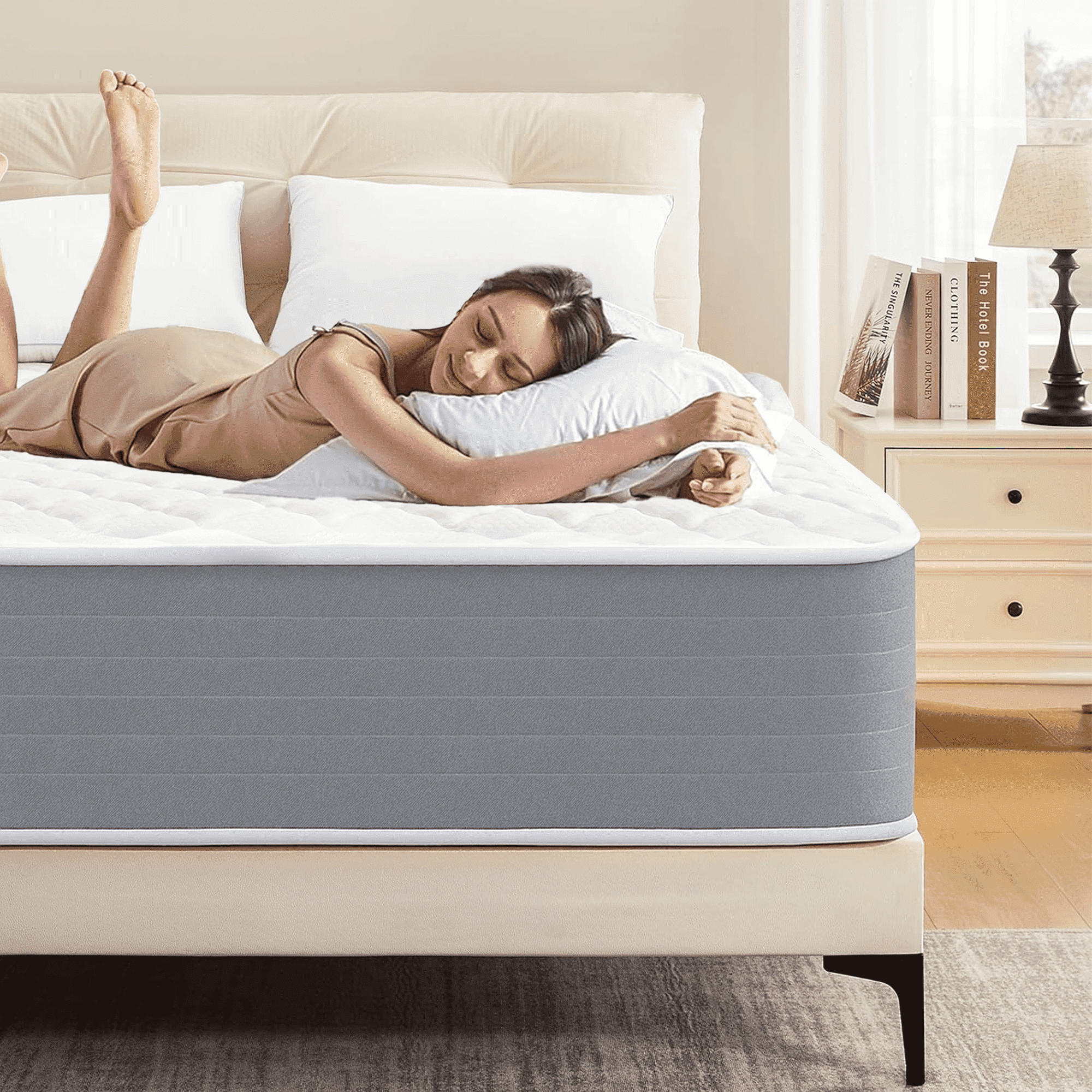 10 Inch Foam and Spring Hybrid Mattress, Full Size, Medium Firm, Durable Support, Mattress in Box
