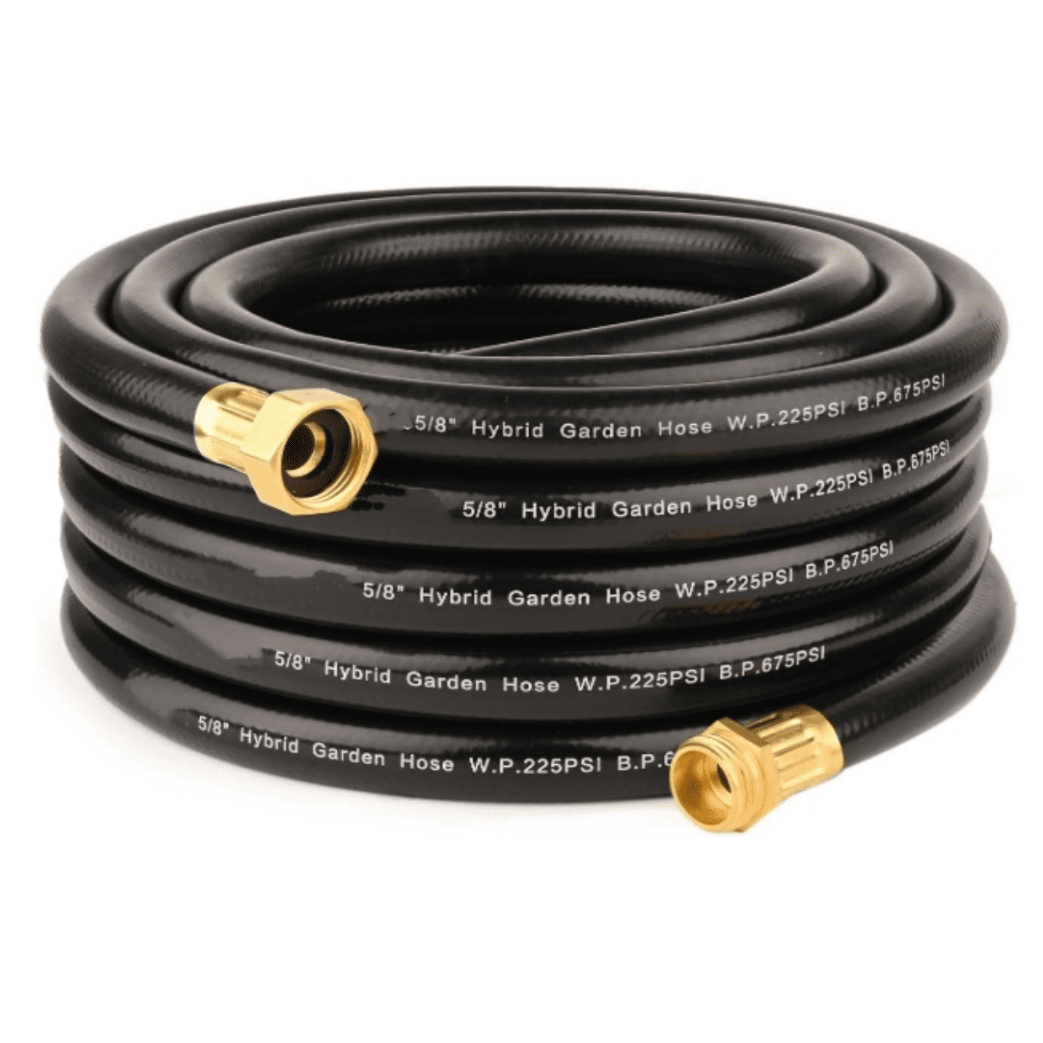 "Hybrid Garden Hose 50FT - 5/8"" Durable Sturdy and Functional Rubber Hose with Brass Fittings - UV Resistant Leak Proof for Large Gardens and Outdoor Use "