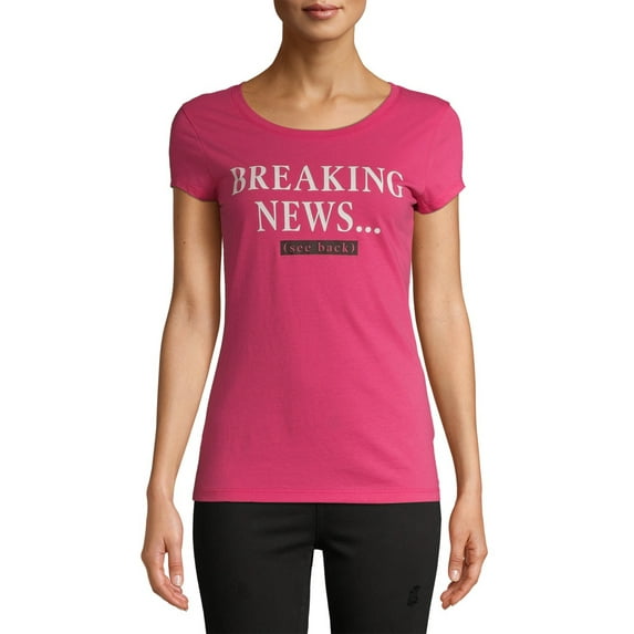 Hybrid Juniors' Breaking News Graphic T-Shirt