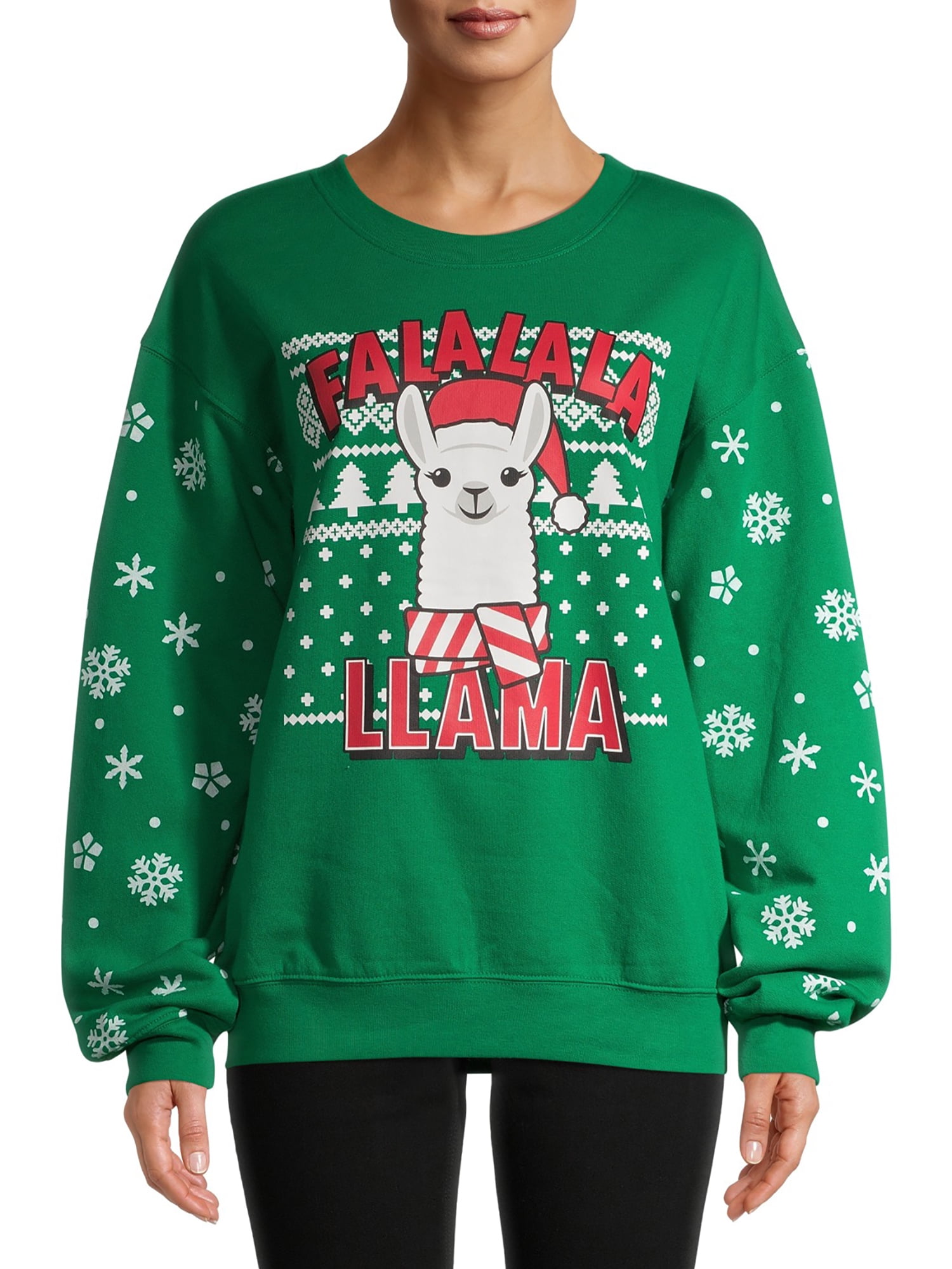 Hybrid Juniors Fa La La La Llama Holiday Sweatshirt