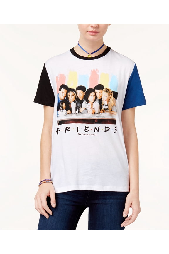 Hybrid Juniors Friends Contrast Graphic T-Shirt White Black L