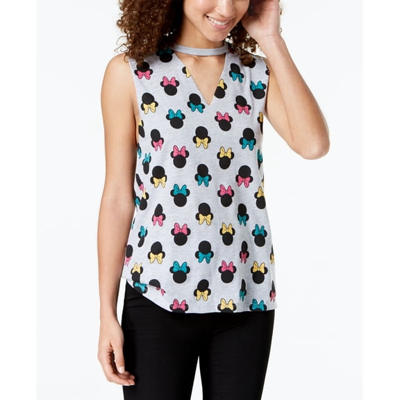 Hybrid Juniors Minnie Mouse Choker Tank Top Heather Grey S
