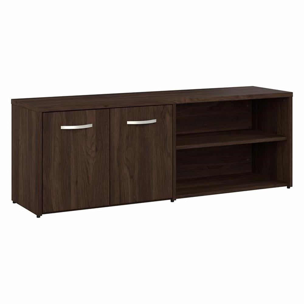 Hybrid Low Storage Cabinet with Doors in Black Walnut - Engineered Wood ...