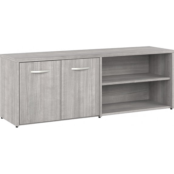 Hybrid Low Storage Cabinet with Doors in Platinum Gray - Engineered Wood