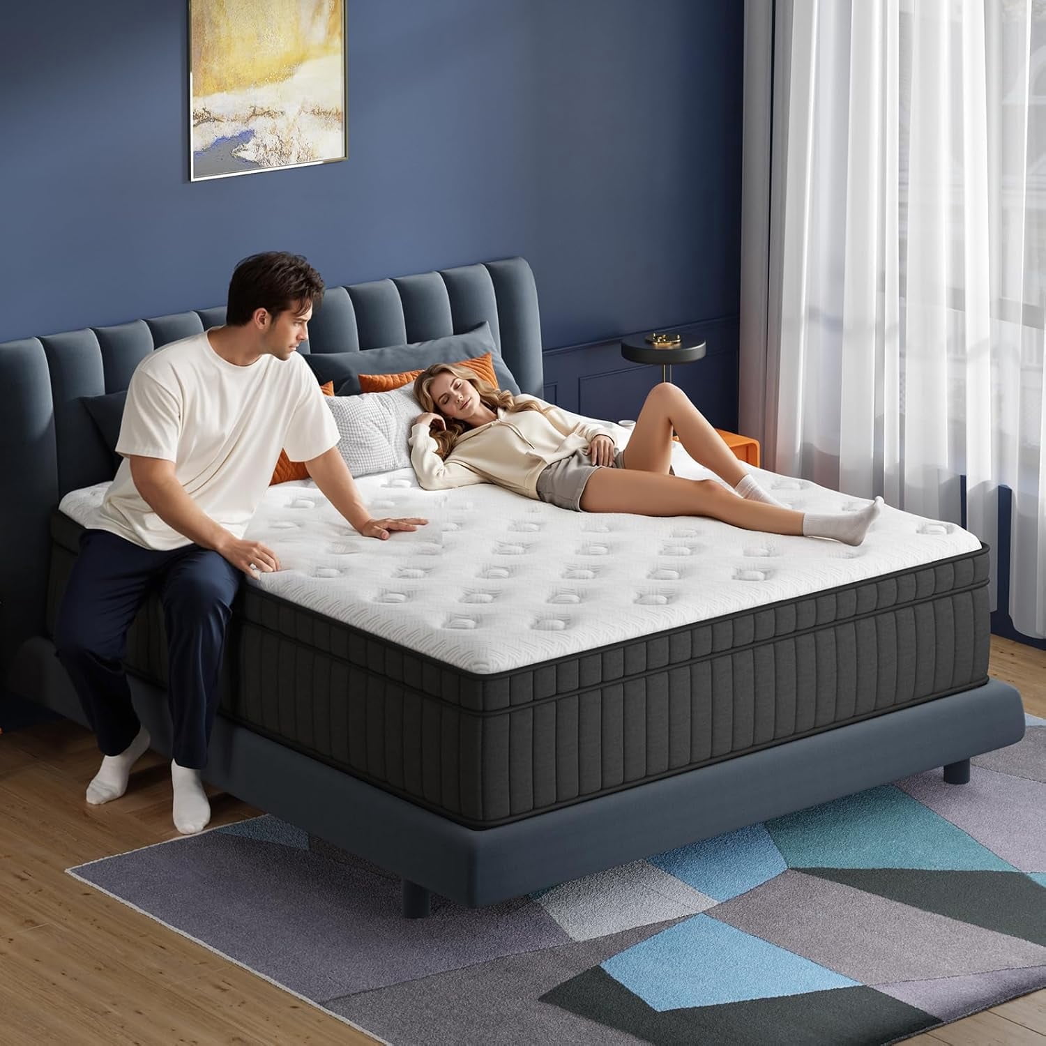 Hybrid Mattress in a Box with Pocket Spring And Soft Foam, Motion Isolation, Contain Queen King Full Size Mattress