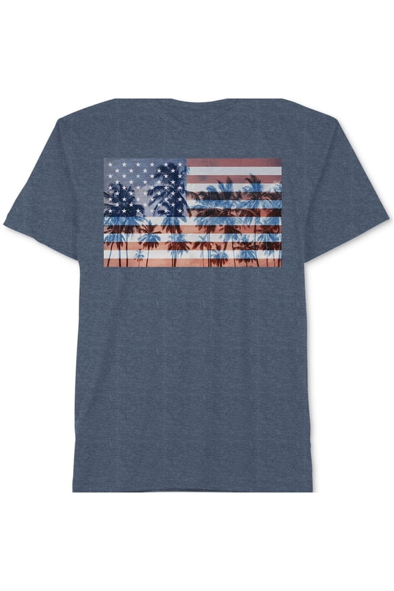 Hybrid Mens American Flag Graphic T-Shirt, Blue, Medium
