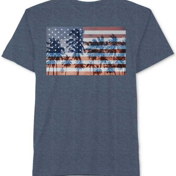 Hybrid Mens American Flag Graphic T-Shirt, Blue, Small