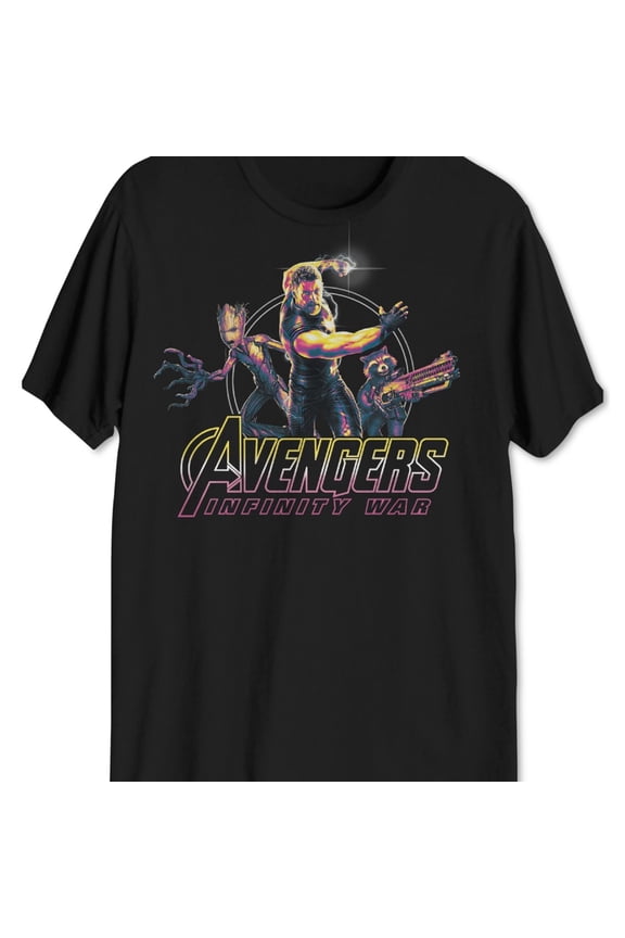 Hybrid Mens Avengers Infinity War Graphic T-Shirt, Black, Small