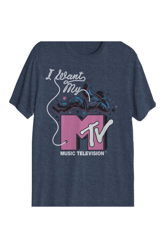 Hybrid Mens MTV Short Sleeve Graphic T-Shirt, Blue, Small