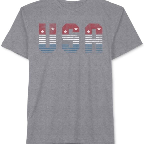 Hybrid Mens USA Graphic T-Shirt, Grey, Medium