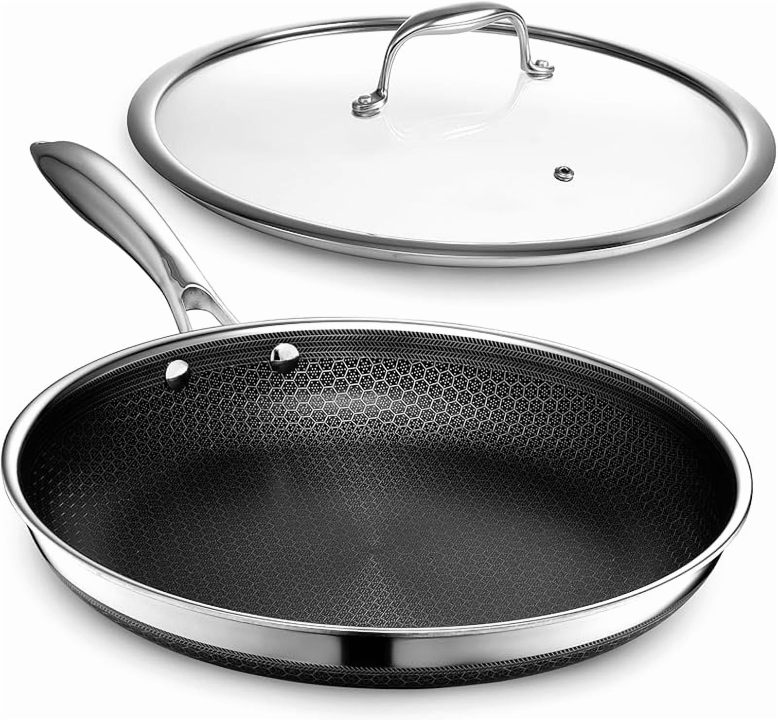 Hybrid Nonstick 12-Inch Frying Pan with Tempered Glass Lid, Stay-Cool ...
