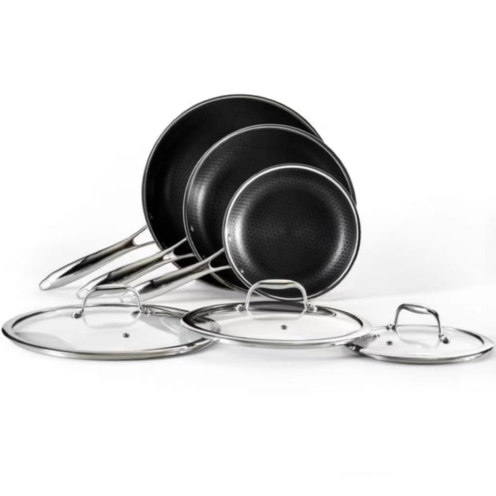 Hybrid Nonstick 6-Piece Fry Pan Set, 8, 10 and 12-Inch Frying Pans with Tempered Glass Lids, Stay-Cool Handles