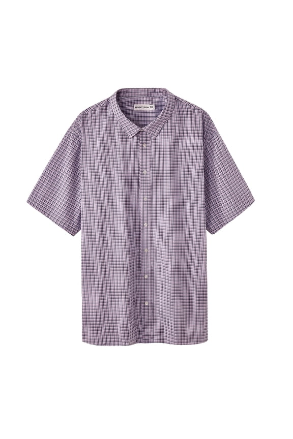 Hybrid Plaid Short Sleeve Shirt Purple