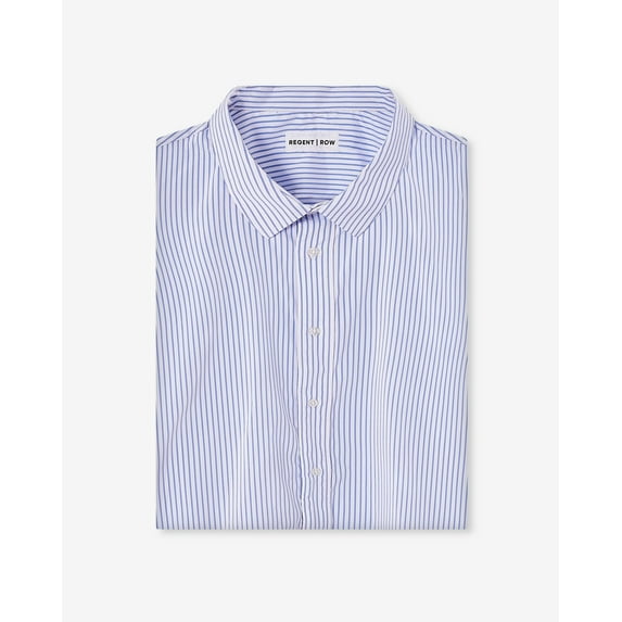 Hybrid Plaid Short Sleeve Shirt White Blue Stripe