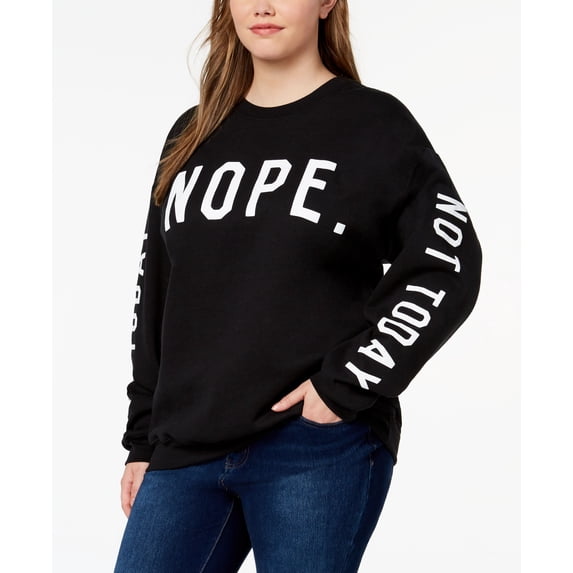 Hybrid Plus Size Not Today Graphic Sweatshirt Black 1X