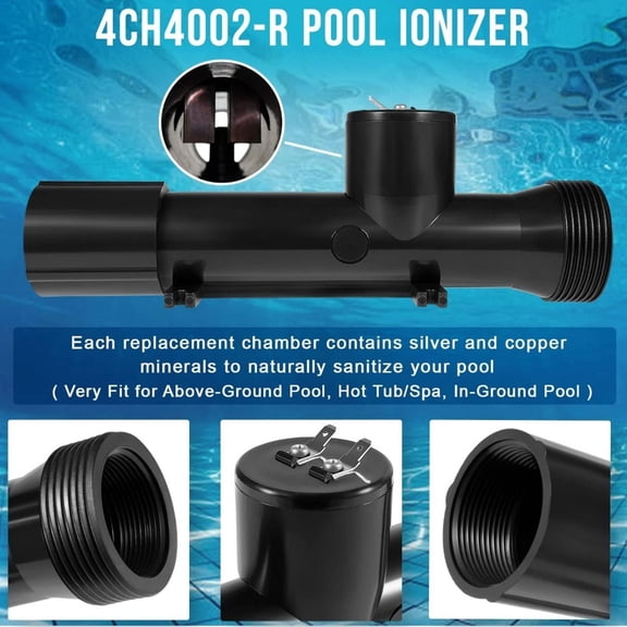 Hybrid Pool Treatment Ionizer Cell Compatible with Above Ground In-Ground Pools, Replaces 4CH4002-R, 40000 Gallons
