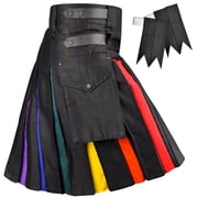 Hybrid Rainbow Pride Utility Kilt Modern Style Scottish Kilt for Parades and Everyday Wear.US, Numeric, 30, 32, Regular, Regular, Rainbow Kilt