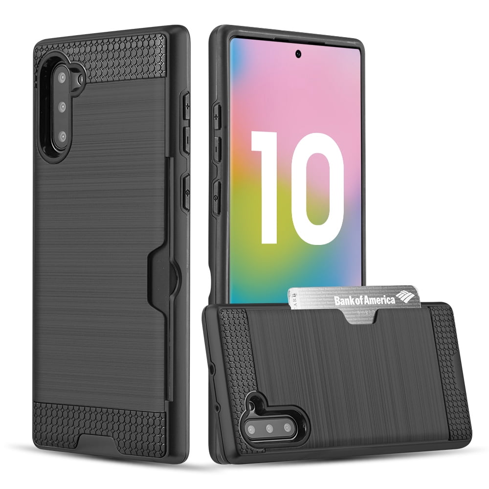 Hybrid Rugged Case Designed for Galaxy Note 10 (2019) With Rotating Ring Holder And Dedicated Card Slot (Black)