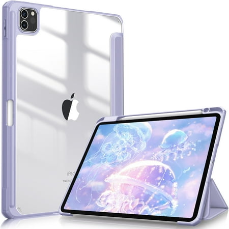 Hybrid Slim Case for iPad Pro 11-inch 4th Gen 2022 / 3rd Gen 2021 / 2nd 2020- Fintie [Built-in Pencil Holder] Shockproof Cover w/Clear Transparent Back Shell