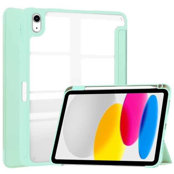 Hybrid Slim Case for iPad mini 6th Gen 8.3" 2021 - [Built-in Pencil Holder] Shockproof Cover Clear Transparent Back Shell, Auto Wake/Sleep for iPad mini 7th Gen 2024 (A17 Pro), Mint