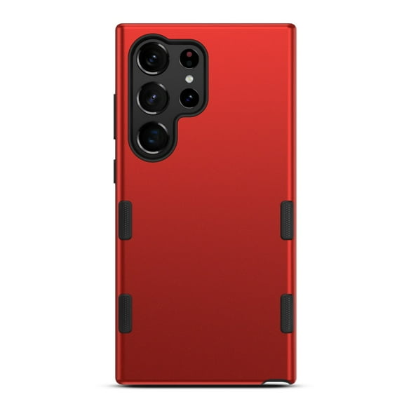 Hybrid Slim Shockproof Bumper Protective Hard PC + Rubber TPU Phone Cover Bravo Series Case for Samsung Galaxy S24 Ultra - Red