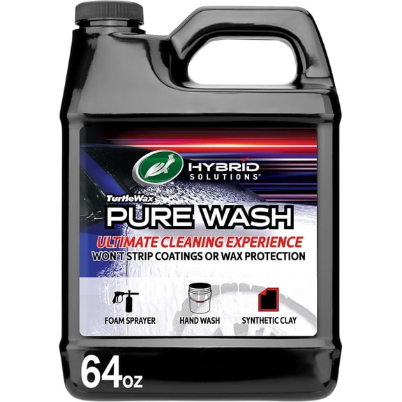 Hybrid Solutions Pure Wash, pH Neutral Extreme Foaming Car Wash Soap, Bucket or Foam Cannon Application, Won't Strip Waxes or Coatings, Clay Bar Lubricant, Spot-Free Clean, 64 fl oz