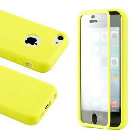 Hybrid TPU Wrap-up Case with Built-in Screen Protector for iPhone 5C - Yellow