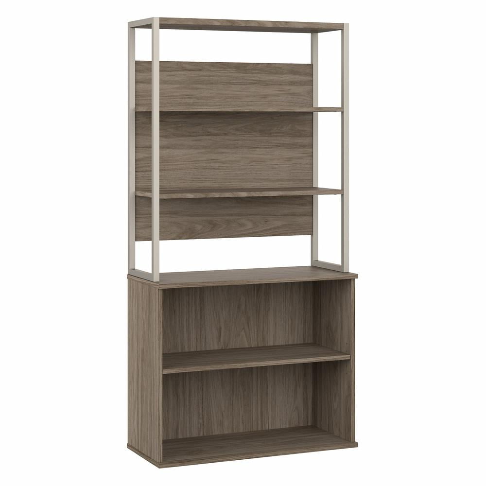 Modern Hickory Adjustable 4-Shelf Tall Etagere Bookcase