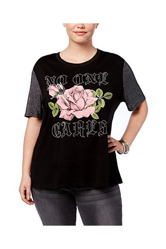 Hybrid Trendy Plus Size Rose Graphic T-Shirt (1X)