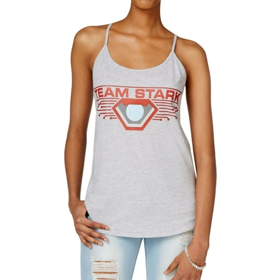 Hybrid Womens Marvel Ironman Tank Top, Grey, Juniors, Small
