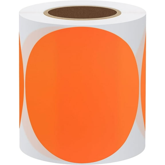 Hybsk Fluorescent Orange Labels 3 inch Round Color Coding Dots Stickers Adhesive Label 200 Per Roll (Fluorescent Orange)