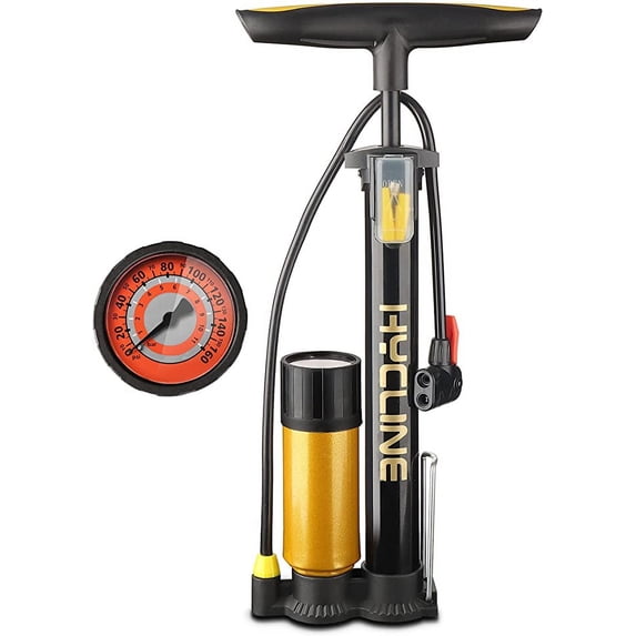 Hycline Bike Floor Pump Presta and Schrader Valve 160 PSI High Pressure with Gauge