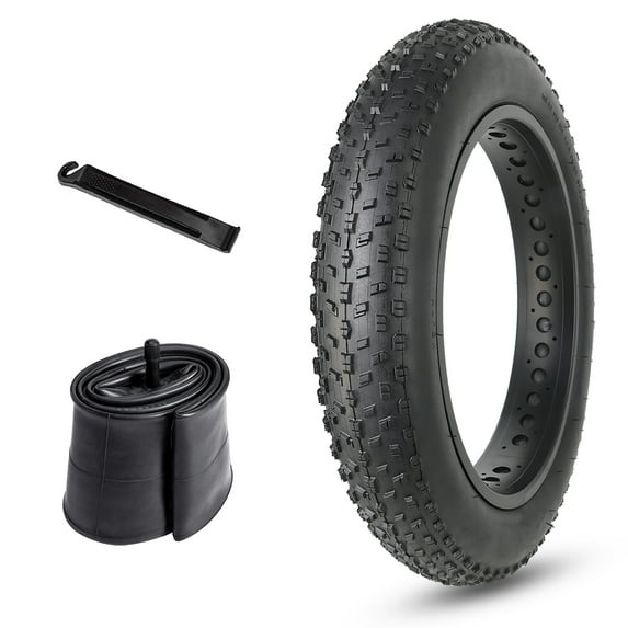 Hycline Fat Bike Tires Replacement Set: 20/26x4.0 Inch Puncture Resistant Folding Electric Bicycle Tires, All Terrain High-Density Bike Tires with Bike Tubes and Tire Levers