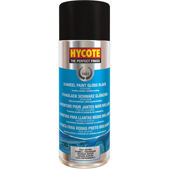 Hycote Wheel Spray Paint, Gloss Black, Durable Weather Resistant, 13.5 Oz
