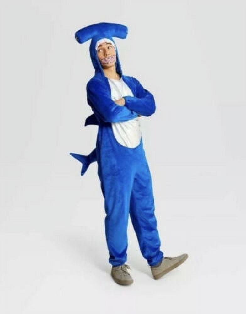 Hyde & EEK! Boutique Adult Plush Hammerhead Shark Halloween Costume Jumpsuit, Blue,XSmall