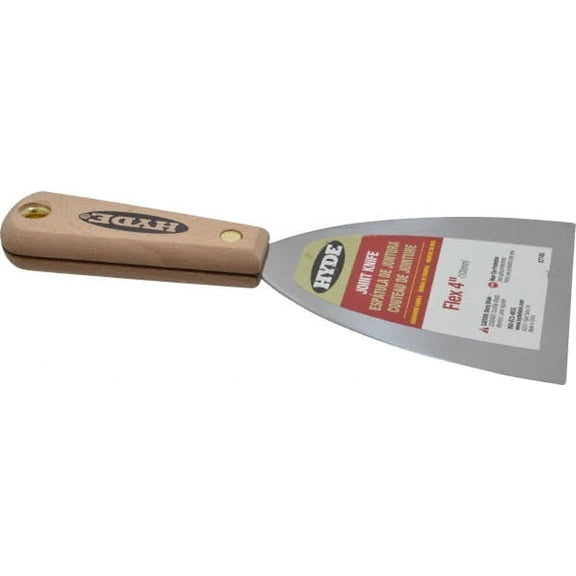 Hyde Tools 7745 Putty Knife: Steel, 4" Wide Flexible, Hardwood Handle