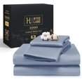 thumbnail image 1 of Hyde Lane Luxury 1000 Thread Count 100% Cotton California King Bed Sheets | Comfy Soft & Very Thick - Fits up to 18" Mattress, Sateen Weave Hotel Sheet Set - 4PC (Cal King, Ashley Blue), 1 of 14