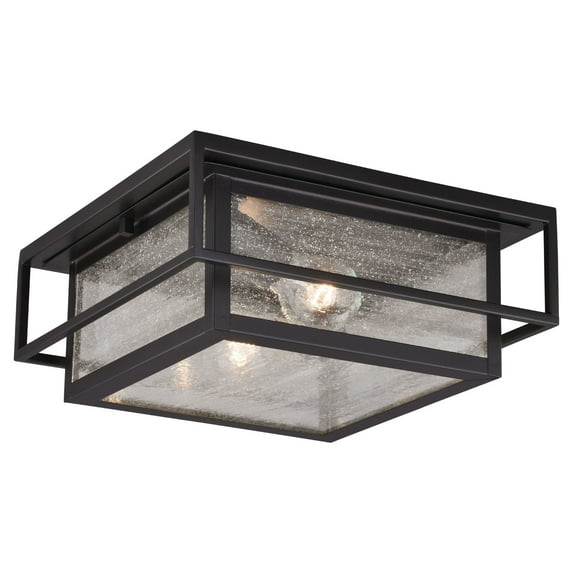 Hyde Park Bronze Mission Square Outdoor Flush Mount Ceiling Light Clear Glass