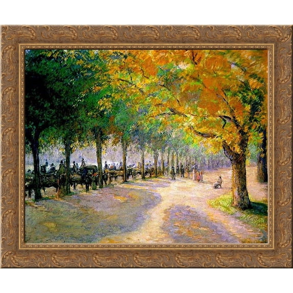 Hyde Park, London 24x20 Gold Ornate Wood Framed Canvas Art by Pissarro, Camille
