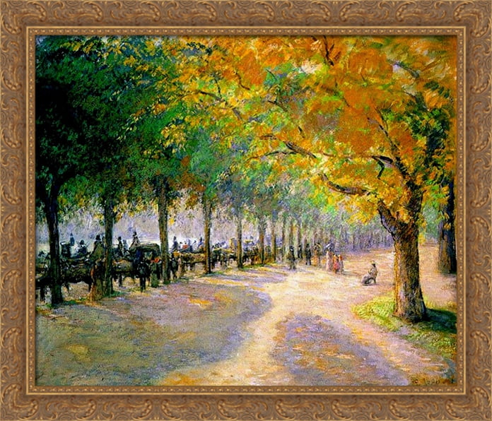 Hyde Park, London 34x28 Large Gold Ornate Wood Framed Canvas Art