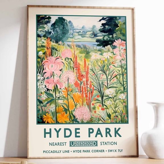 Hyde Park London Print, William Morris Gardens Art, Vintage Floral Poster, William Morris Poster, Vintage London Wall Art, Retro Art UNFRAMED PAPER POSTER, Home Decor, Living Room Dercor