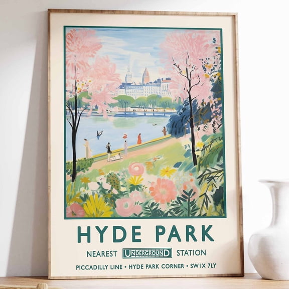 Hyde Park London Print, William Morris Gardens Art, Vintage Floral Poster, William Morris Poster, Vintage London Wall Art, Retro Art UNFRAMED PAPER POSTER, Home Decor, Living Room Dercor