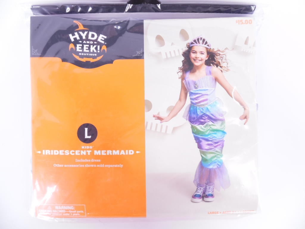Hyde and EEK! Boutique Kids' Girls Iridescent Mermaid Dress Costume - L ...