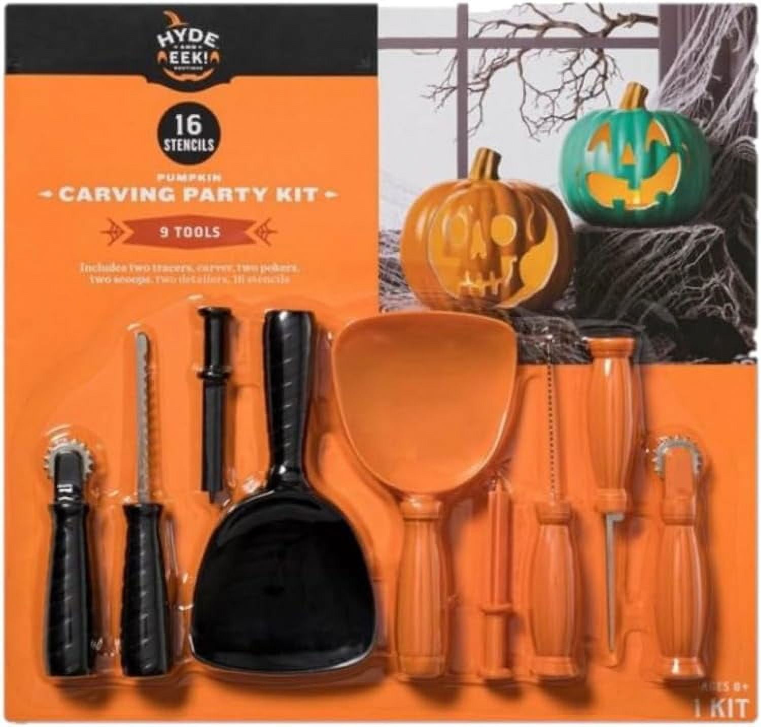 Hyde and Eek! Boutique Pumpkin Carving Party Kit 16 Stencils and 9