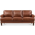 thumbnail image 1 of Hydeline Dawn Top Grain Leather Sofa, 3-Seater, Brandy Brown with Tapered Legs. Feather down, Memory Foam and Springs Seating, 1 of 7