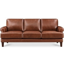 Hydeline Dawn Top Grain Leather Sofa, 3-Seater, Brandy Brown with Tapered Legs. Feather down, Memory Foam and Springs Seating
