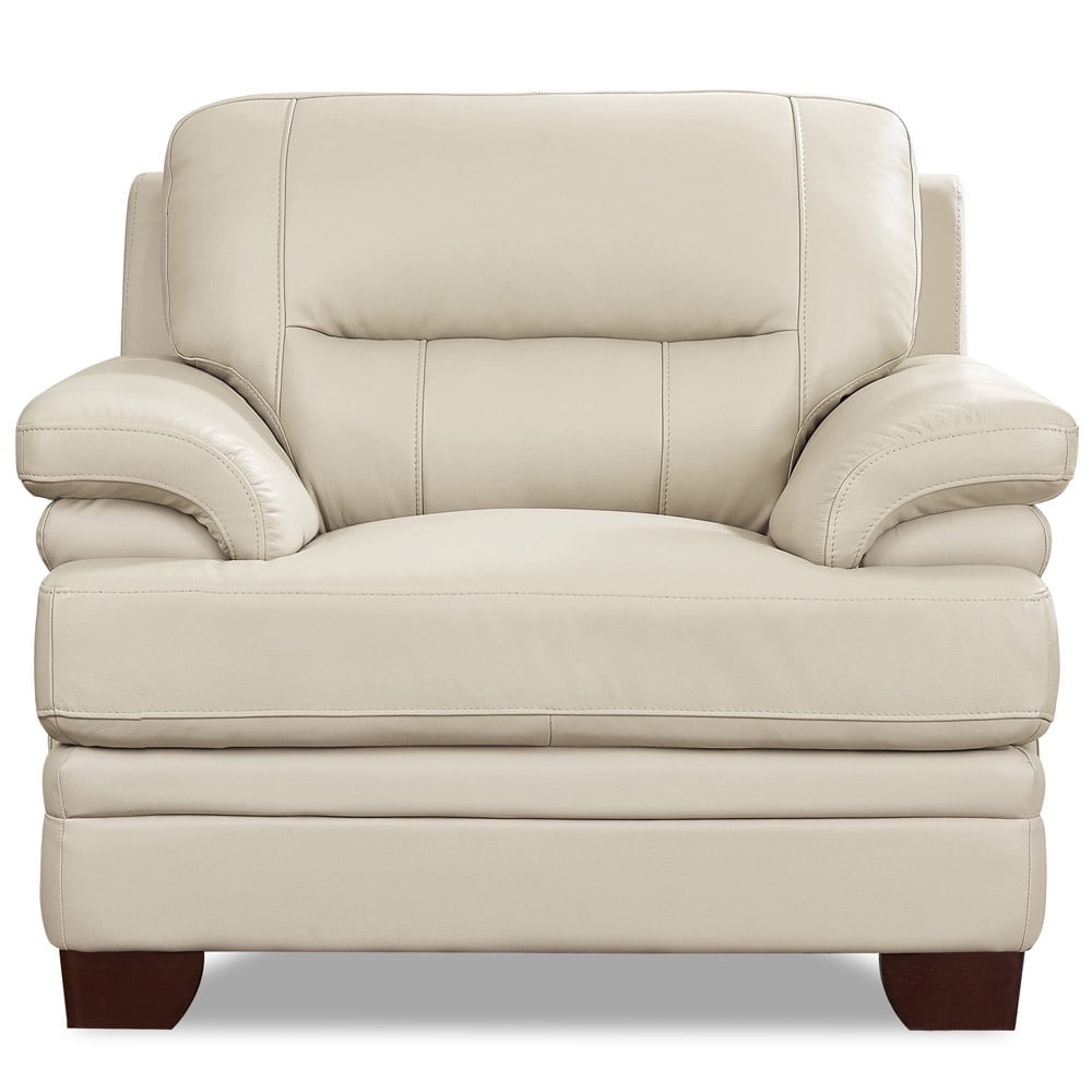 Hydeline Luxor Top Grain Leather Armchair Vanilla White with Tapered Legs Memory Foam and Springs Seating