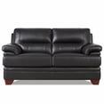 thumbnail image 1 of Hydeline Luxor Top Grain Leather Loveseat Black with Tapered Legs Memory Foam and Springs Seating, 1 of 8